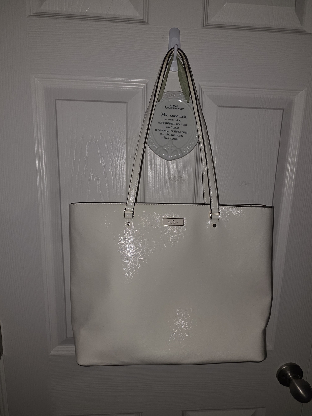 kate spade White Patent Tote with Double Straps